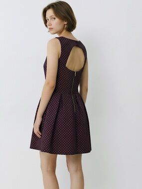 Closet London Polka Dot Fit & Flare Dress Open Back Pockets structured versatile